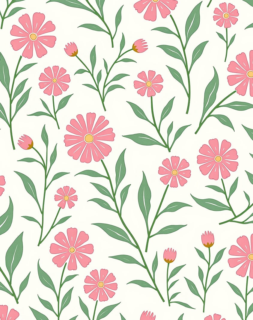 Pink Daisy Floral Pattern Rug