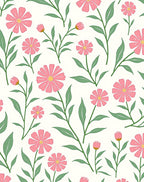 Pink Daisy Floral Pattern Rug