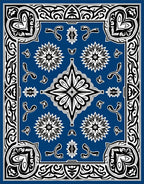 Bold Blue Floral And Swirl Design Rug