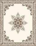 Ornate Floral Design with Scrollwork Border Rug