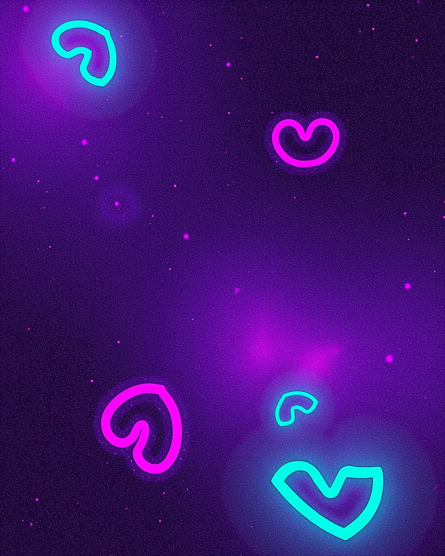 Neon Heart Patterned Deep Purple Rug