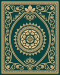 Emerald Green Gold Floral Medallion Rug