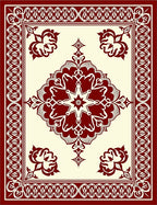 Ornate Floral Bordered Cream Rug