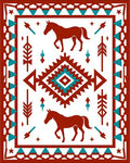 Rustic Horse Tribal Geometric Pattern Rug