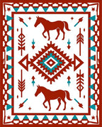 Rustic Horse Tribal Geometric Pattern Rug