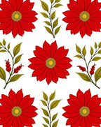 Vibrant Red Floral Botanical Arrangement Rug