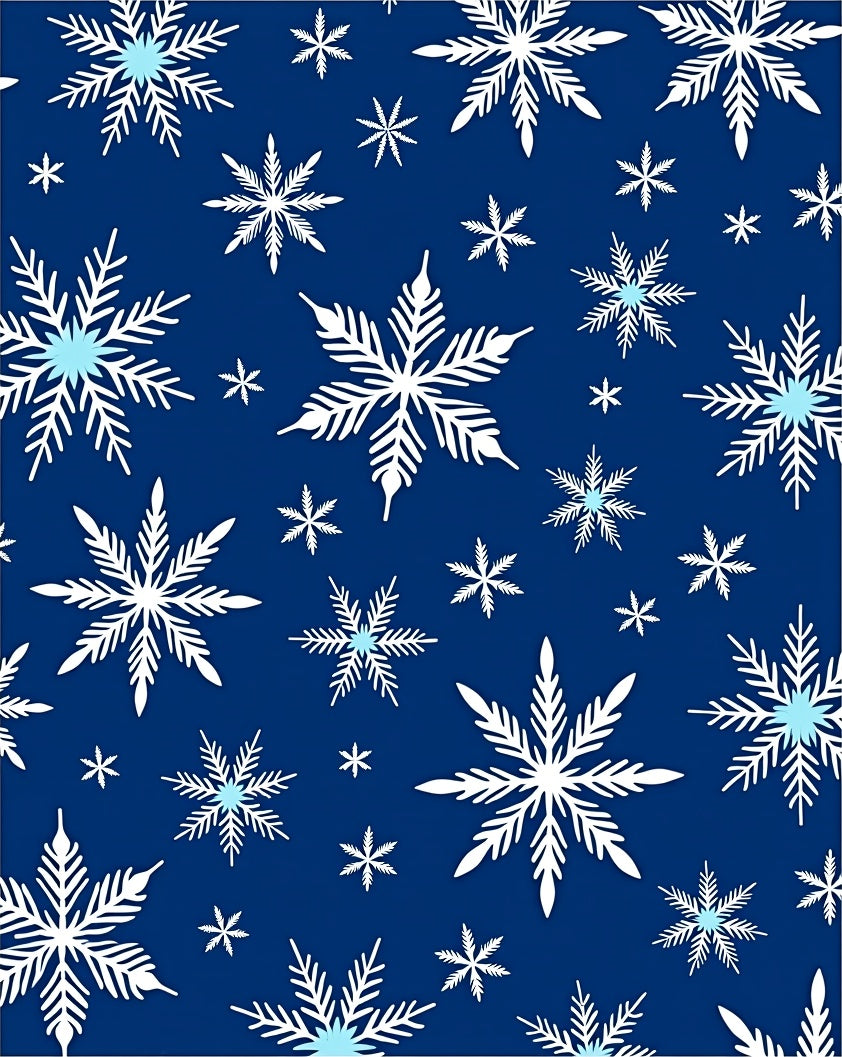 Deep Blue Snowflake Winter Art Rug