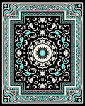 Intricate Turquoise Floral Mandala Design Rug