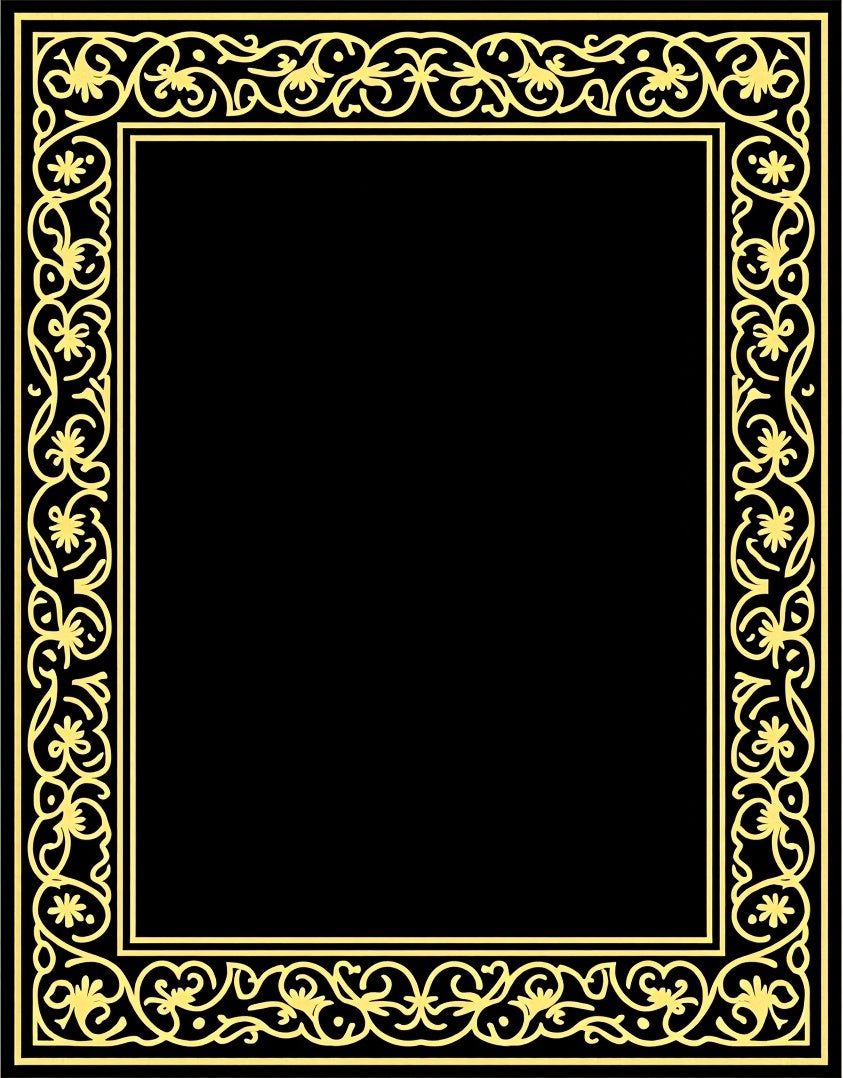 Ornate Floral Scroll Border Design Rug