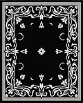 Black White Floral Scroll Border Rug
