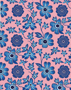Whimsical Blue Floral Patterned Rug