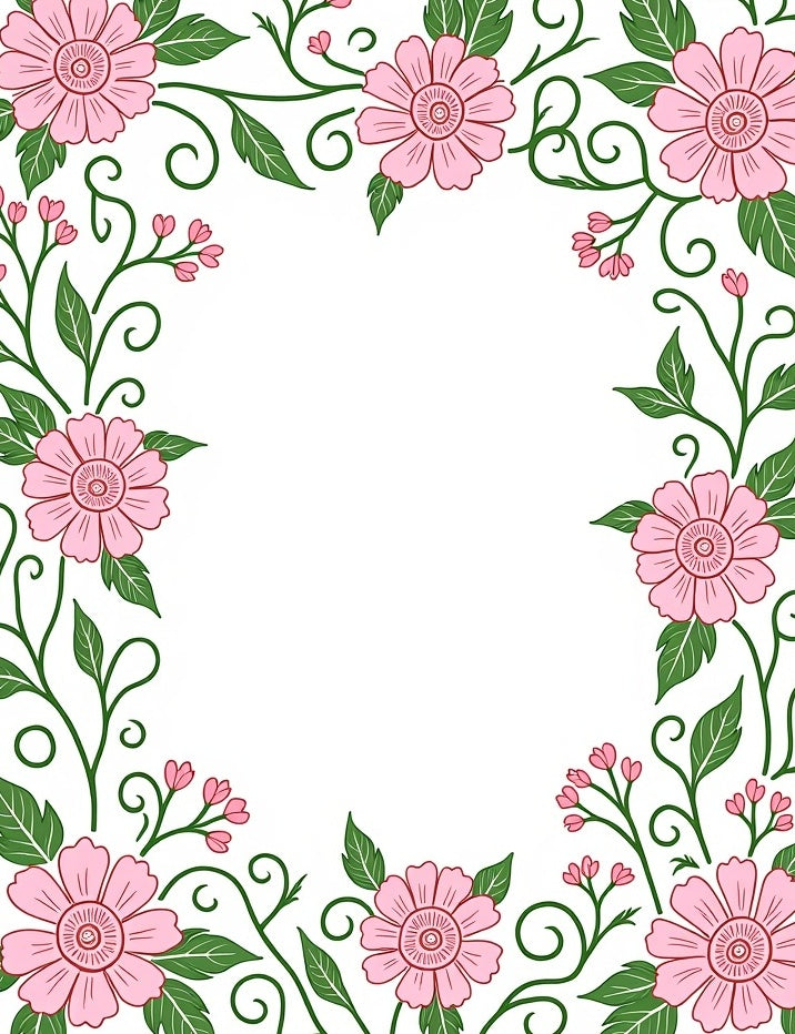 Pink Floral Swirls Design Rug