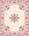 Delicate Floral Mandala Pink Teal Cream Design Rug