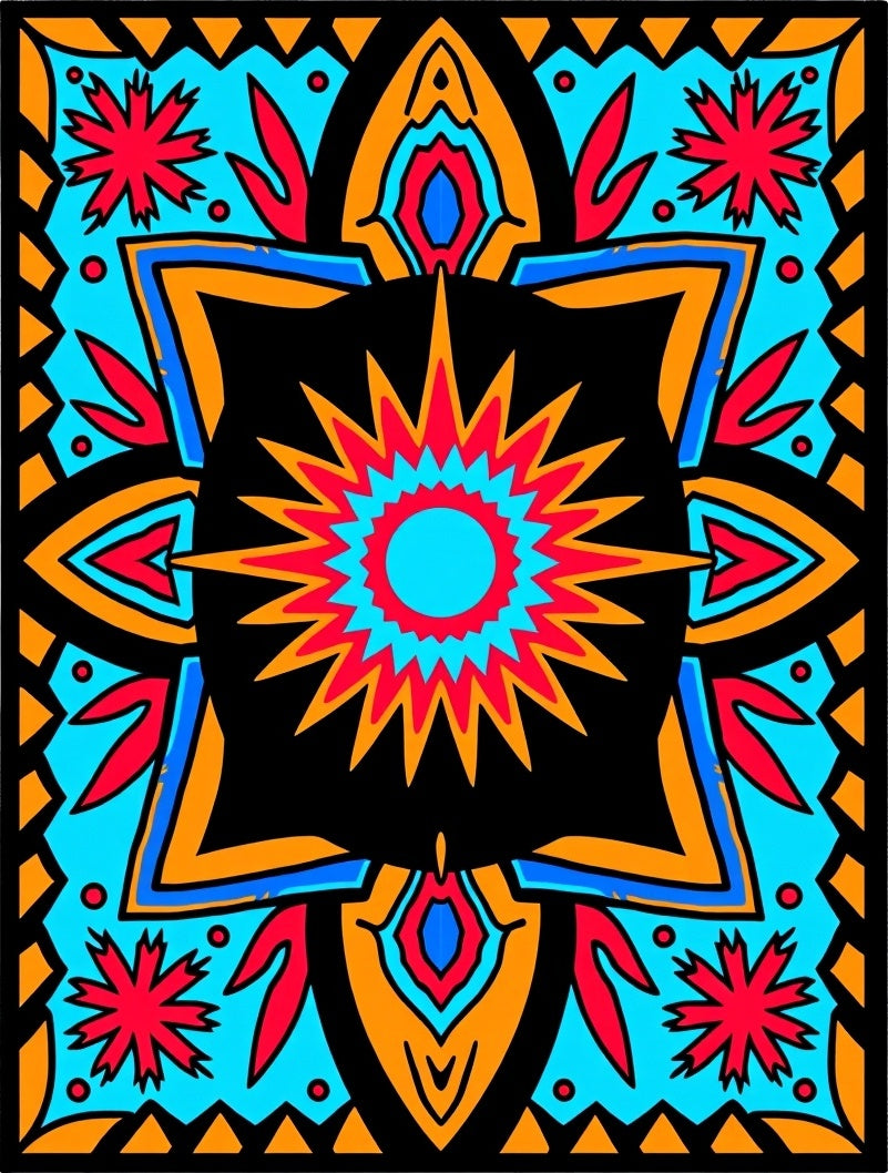 Bold Sunburst Geometric Pattern Design Rug