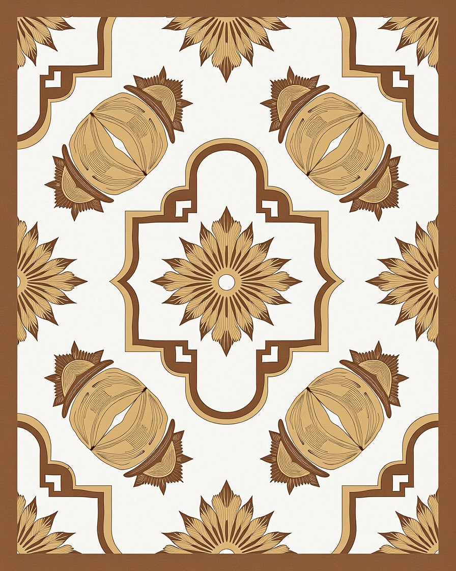 Geometric Floral Medallion Pattern Rug