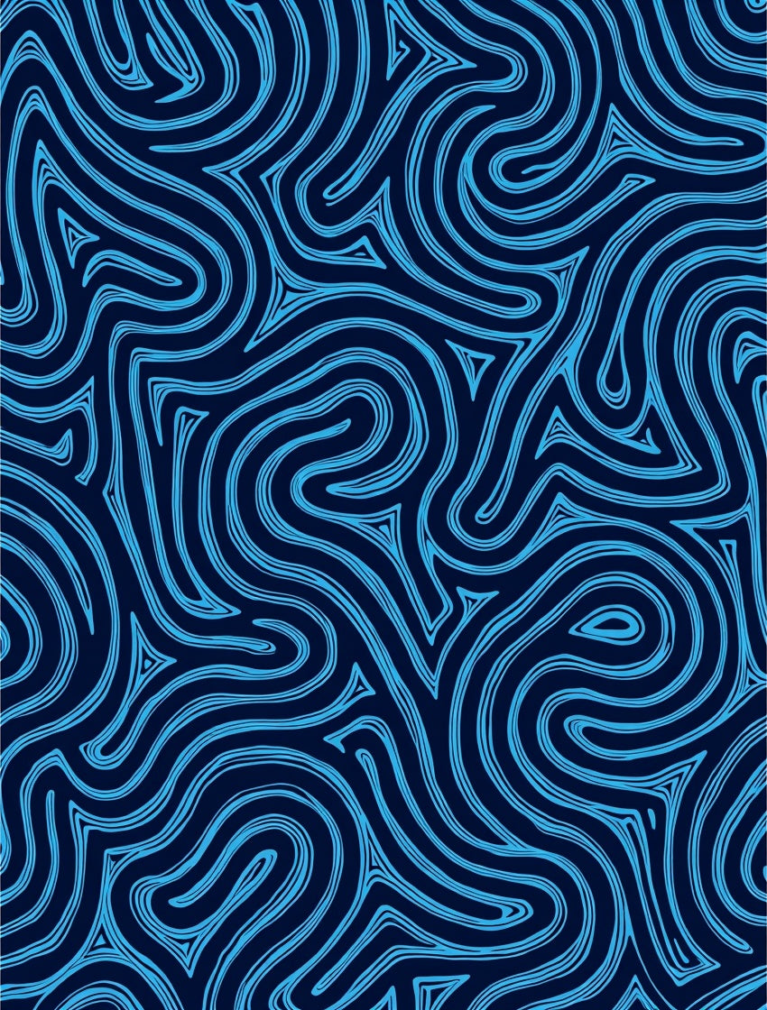 Abstract Blue Swirls Pattern Rug