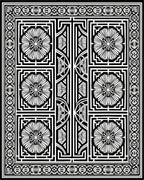 Classic Black White Floral Geometric Rug