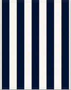 Classic Navy White Stripe Pattern Rug