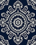 Navy Cream Intricate Mandala Pattern Rug