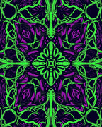 Vibrant Green Purple Organic Flow Rug
