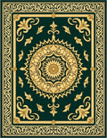 Elaborate Floral Medallion Border Design Rug