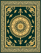 Elaborate Floral Medallion Border Design Rug