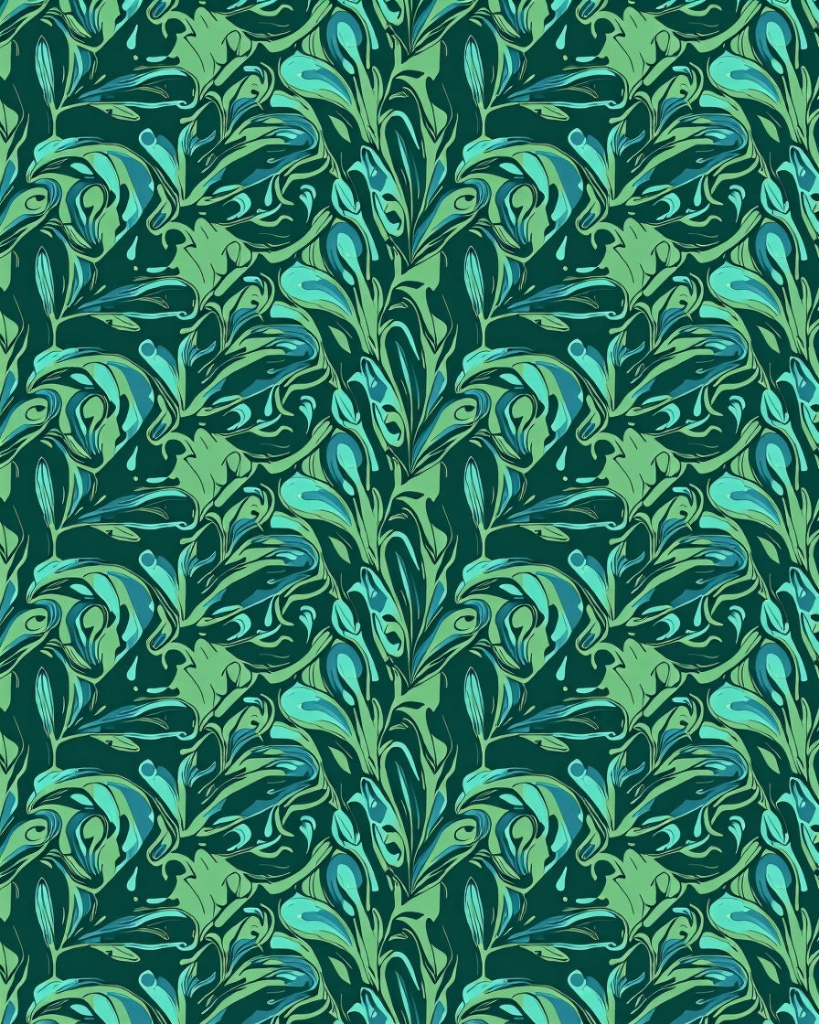 Abstract Flowing Leaf Pattern Rug