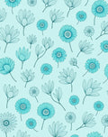 Aqua Daisy Line Art Pattern Rug