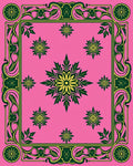 Ornate Floral Frame With Pink Background Rug