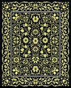 Yellow Floral Bordered Central Medallion Design Rug