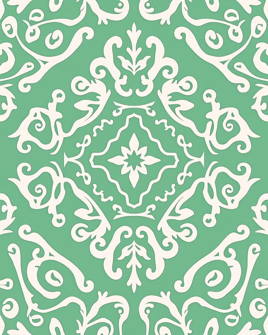 Crme Damask Floral Pattern Rug
