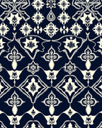 Elegant Navy Botanical Medallion Design Rug