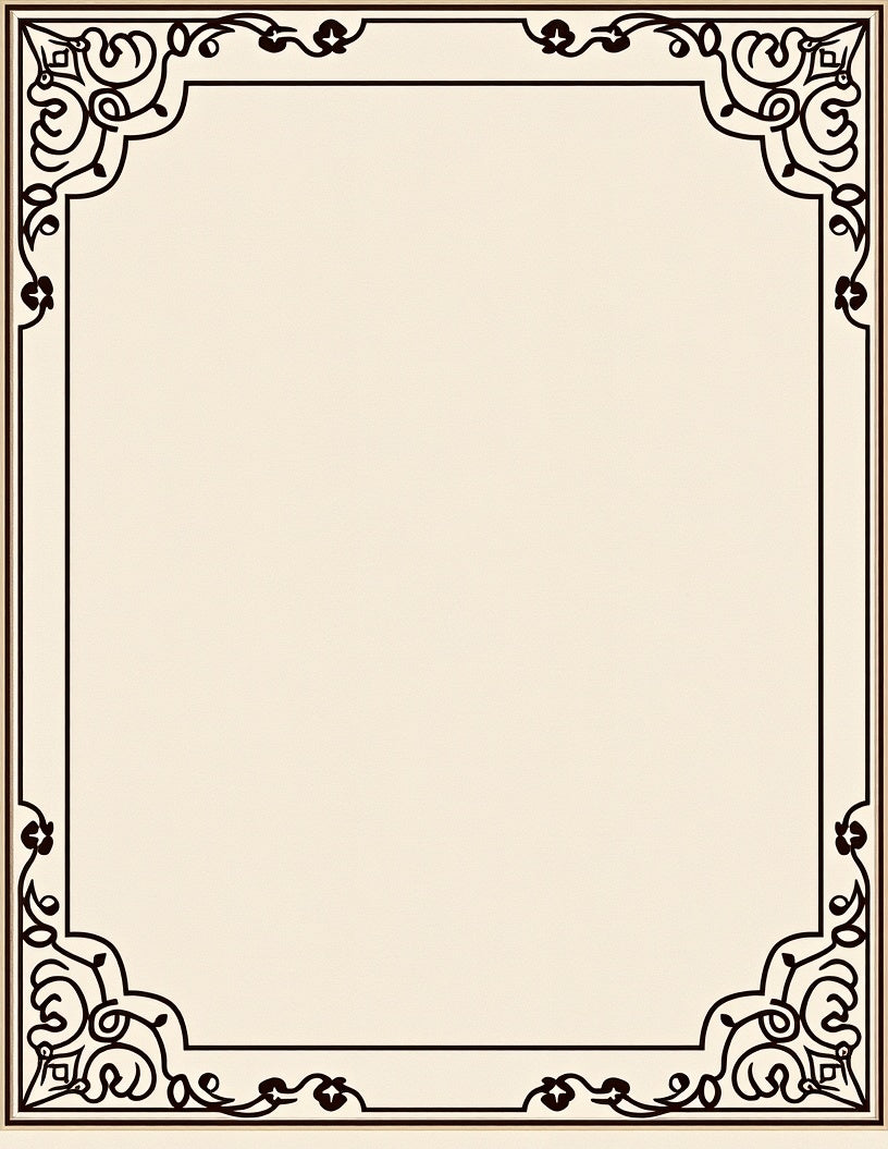 Ornate Black Filigree Corner Design Rug
