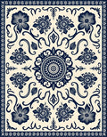 Dark Floral Medallion Patterned Rug
