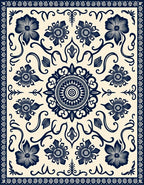 Dark Floral Medallion Patterned Rug