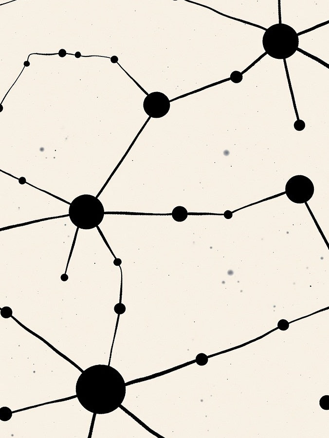 Abstract Black Dot Connection Pattern Rug