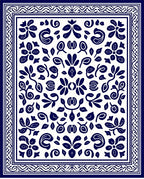 Classic Blue White Floral Pattern Rug