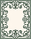 Elegant Green Scrollwork Frame Rug