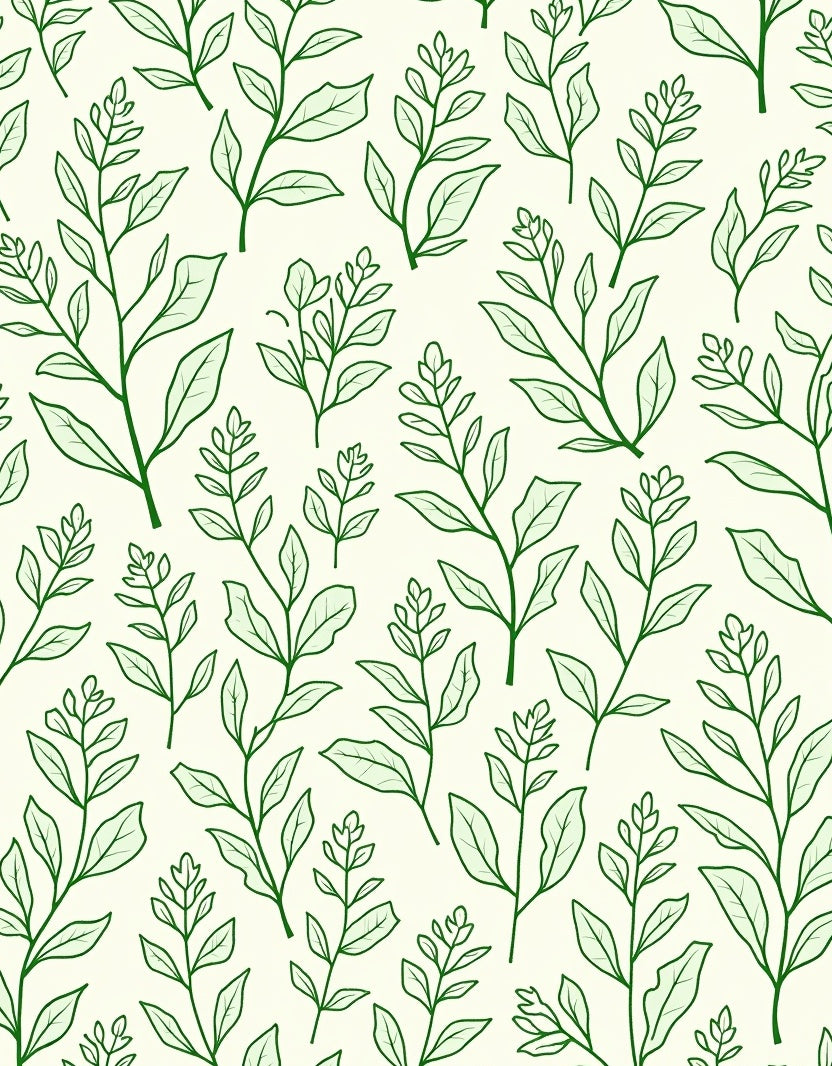 Green Leafy Branch Pattern Rug