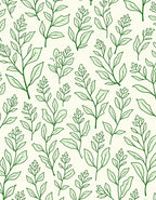 Green Leafy Branch Pattern Rug
