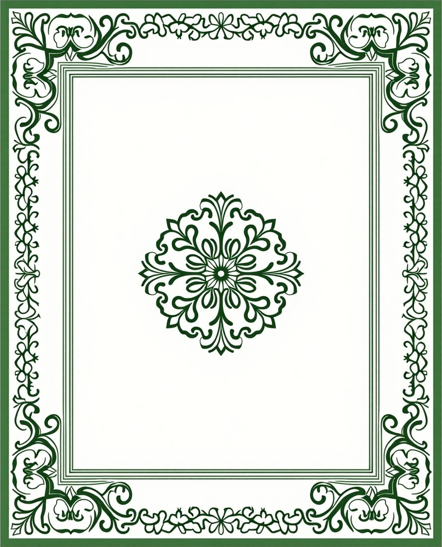 Ornate Dark Green Central Medallion Rug