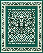 Intricate White Floral Scrollwork Design Rug