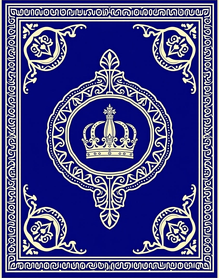 Royal Crest Floral Border Design Rug