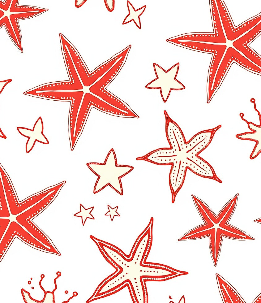 Red Starfish Scattered Pattern Rug
