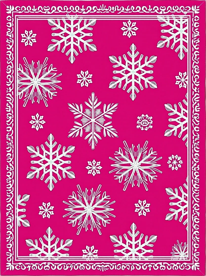 Bright Pink Snowflake Scatter Rug
