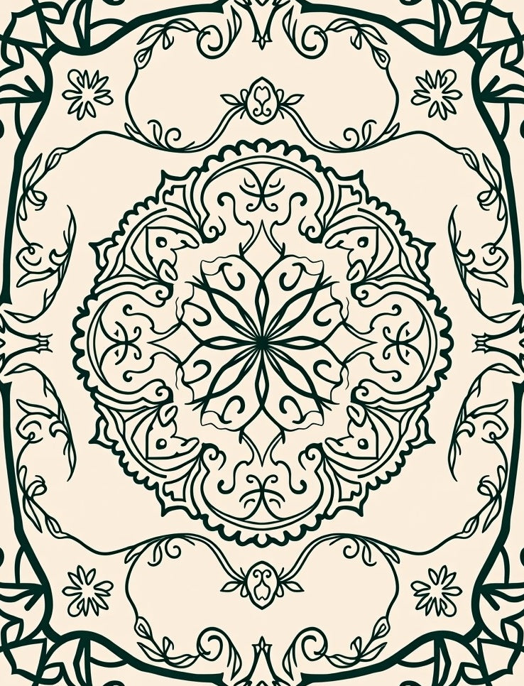Ornate Floral Medallion Cream Rug