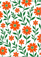 Bright Orange Floral Pattern Rug
