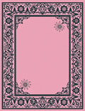 Ornate Floral Scrollwork Decorative Frame Rug