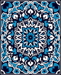 Intricate Blue White Mandala Pattern Rug