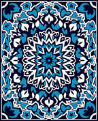 Intricate Blue White Mandala Pattern Rug